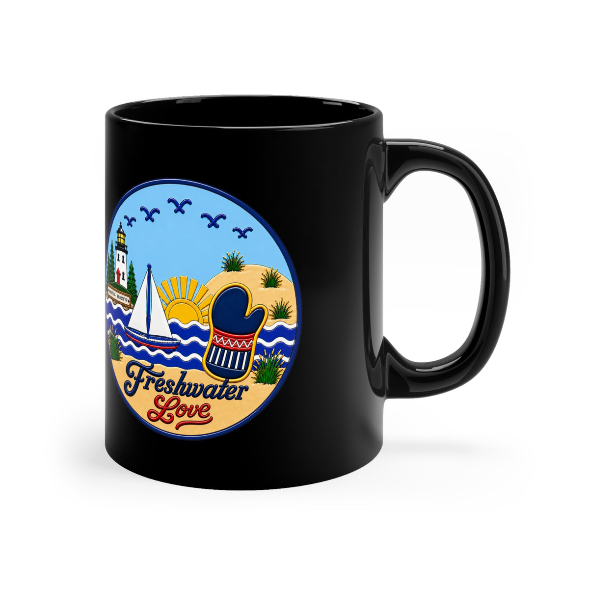 Dune Horizon Black Ceramic Mug — 11 oz