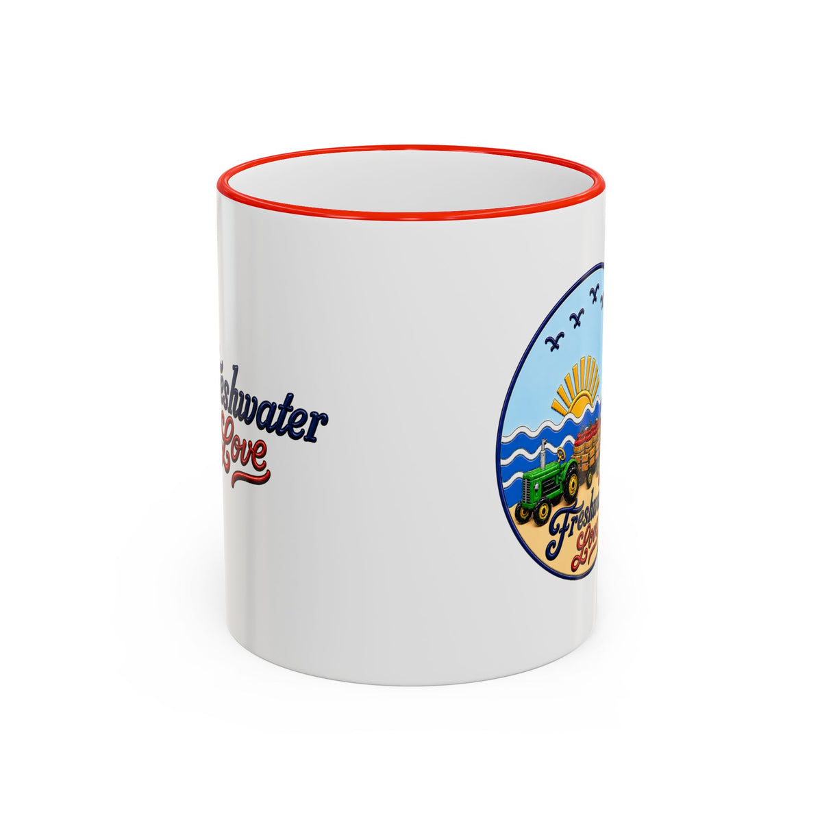 Cherry Harvest Tractor & Wagon Ceramic Mug — 11 oz