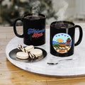 Cherry Harvest Tractor & Wagon Black Ceramic Mug — 11 oz