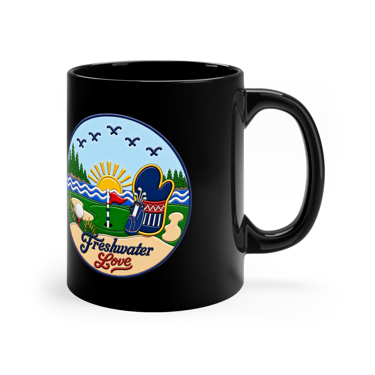 Morning Tee Black Ceramic Mug — 11 oz