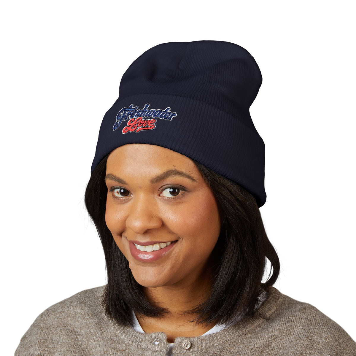 Signature Script Embroidered Cuffed Beanie