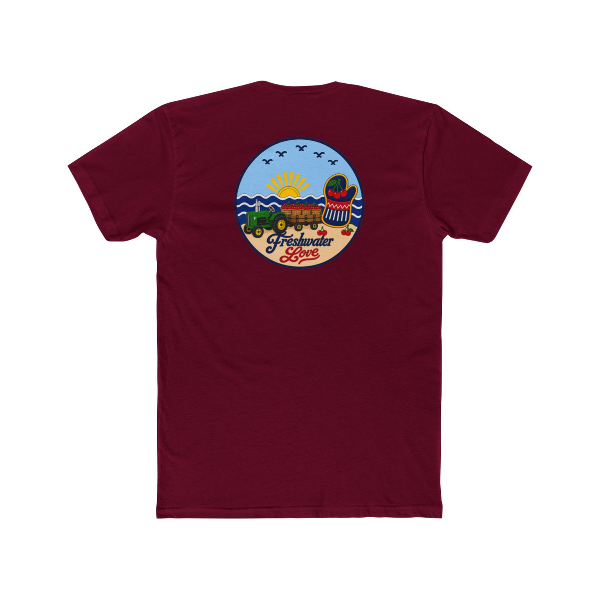Cherry Harvest Tractor & Wagon Logo Tee — Front & Back