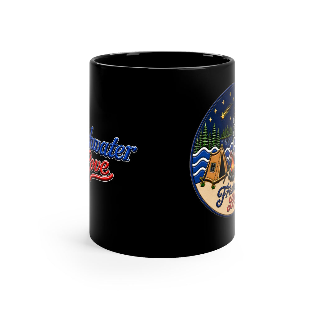 Lakeside Glow Black Ceramic Mug — 11 oz