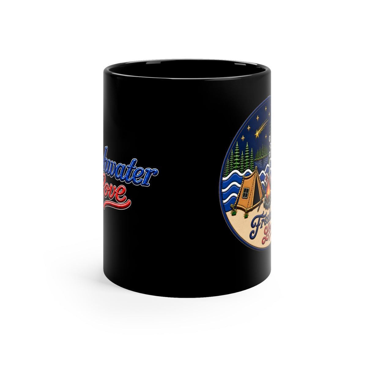 Lakeside Glow Black Ceramic Mug — 11 oz