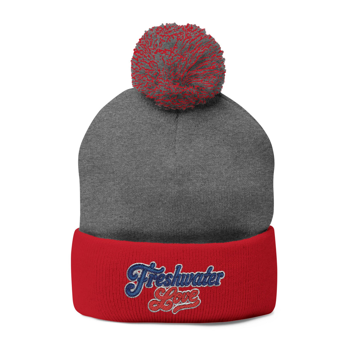 Signature Script Embroidered Pom-Pom Knit Cap