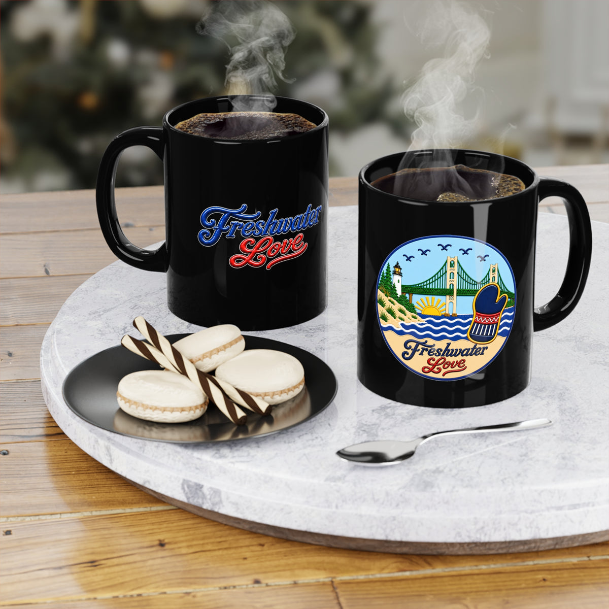 Straits Passage Black Ceramic Mug — 11 oz