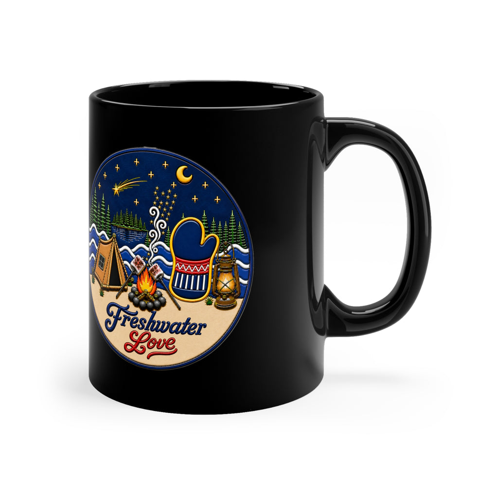 Lakeside Glow Black Ceramic Mug — 11 oz