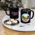 Cherry Harvest Morning Orchard Black Ceramic Mug — 11 oz