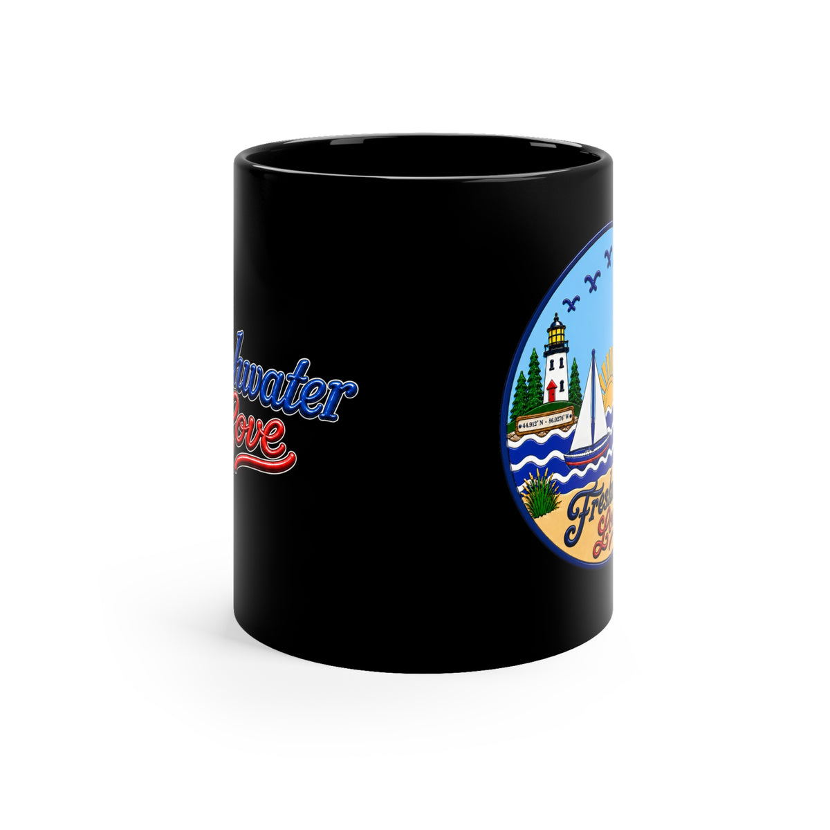 Dune Horizon Black Ceramic Mug — 11 oz