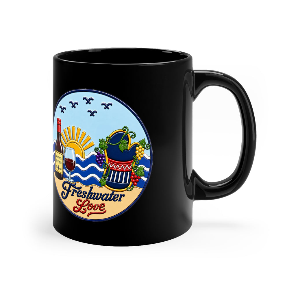 Cellar & Vine Black Ceramic Mug — 11 oz