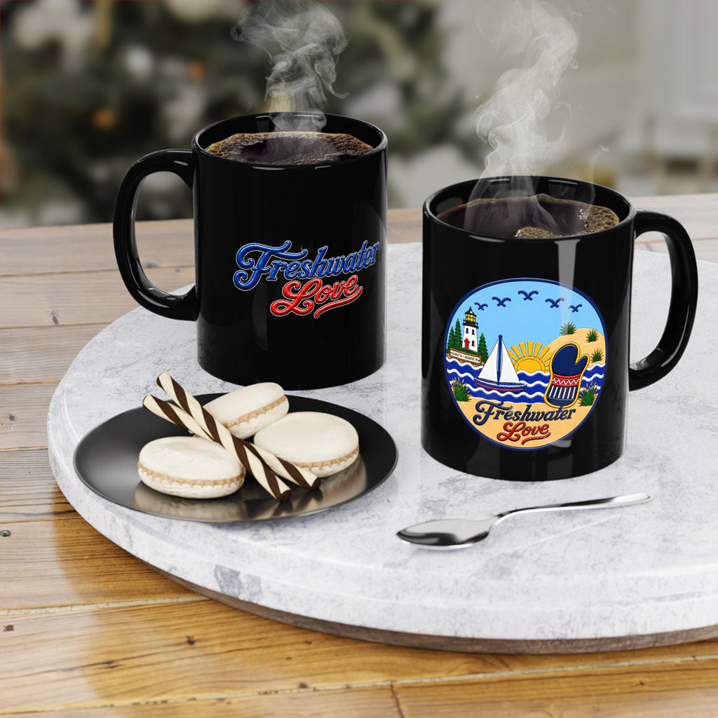 Dune Horizon Black Ceramic Mug — 11 oz