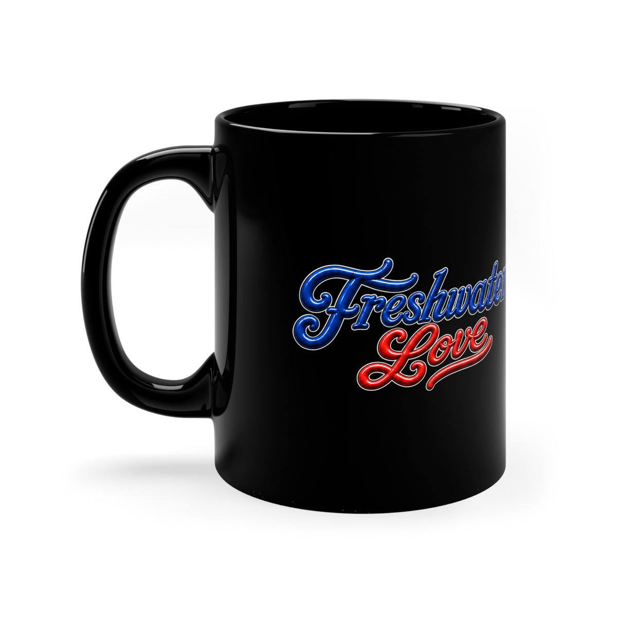 Cherry Harvest Morning Orchard Black Ceramic Mug — 11 oz
