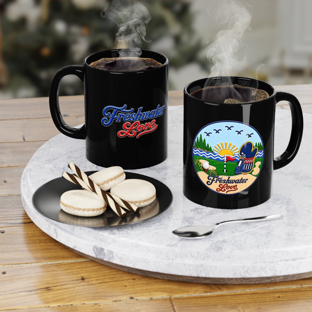 Morning Tee Black Ceramic Mug — 11 oz
