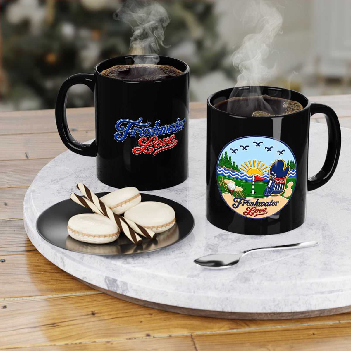 Morning Tee Black Ceramic Mug — 11 oz
