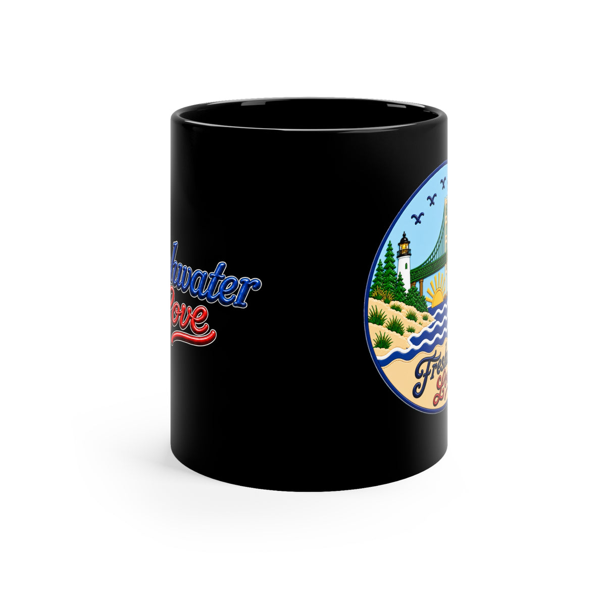 Straits Passage Black Ceramic Mug — 11 oz